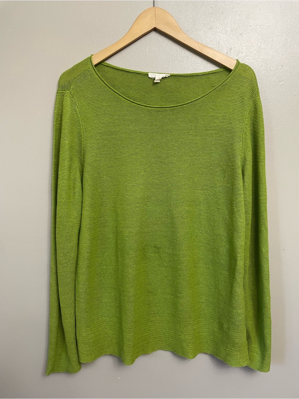 Eileen Fisher Large Green organic Linen Top beach summer